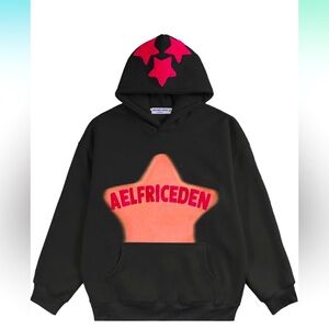 NWT Gorgeous Aelfric Eden black and pink hoodie with stars, size Medium